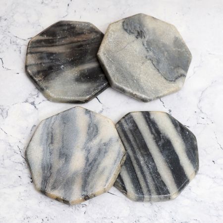 Octagon Shaped Modern Marble Coasters - Pack of 4